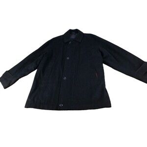 Ari Boston Overcoat/Long Jacket Men Sz Large Wool/Cashmere Black Zip & Btn Italy
